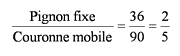 Pignon fixe/couronne mobile=2/5